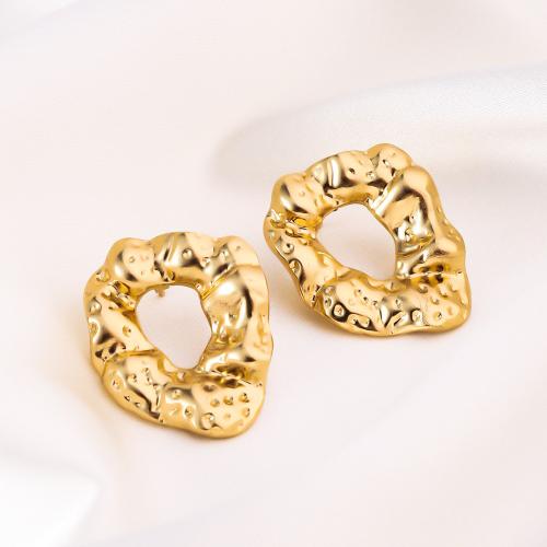 Stainless Steel Stud Earrings, 304 Stainless Steel, 18K gold plated, fashion jewelry & for woman, golden, 32x25mm, Sold By Pair