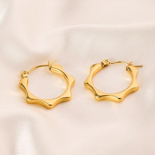 Stainless Steel Lever Back Earring, 304 Stainless Steel, 18K gold plated, fashion jewelry & for woman, golden, 25x22mm, Sold By Pair