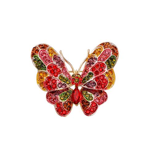 Tibetan Style Brooches, Butterfly, fashion jewelry & for woman & with rhinestone, more colors for choice, 50x45mm, Sold By PC