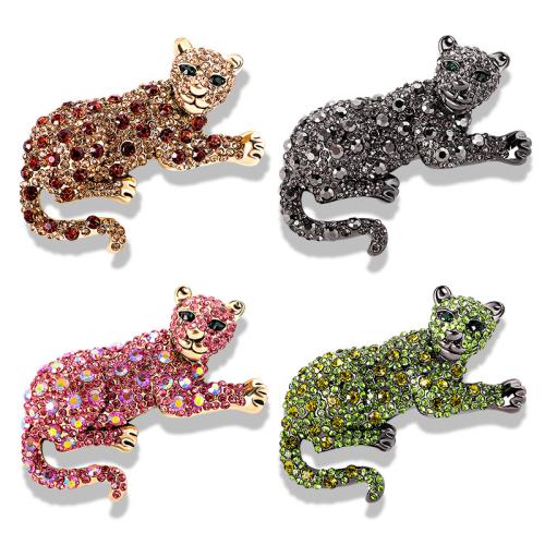 Broches en alliage de zinc, léopard, bijoux de mode & pour femme & avec strass, plus de couleurs à choisir, 60x48mm, Vendu par PC