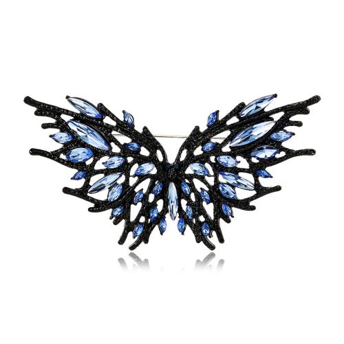 Broches en alliage de zinc, avec cristal, papillon, bijoux de mode & pour femme, Vendu par PC