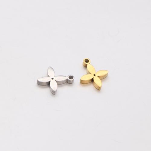 Stainless Steel Pendants, 304 Stainless Steel, Four Leaf Clover, DIY, more colors for choice, 9x11mm, Sold By PC