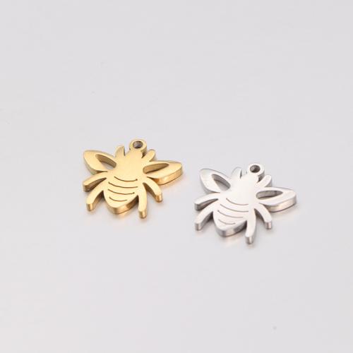 Stainless Steel Animal Pendants, 304 Stainless Steel, Bee, polished, DIY, more colors for choice, 12x13mm, Sold By PC