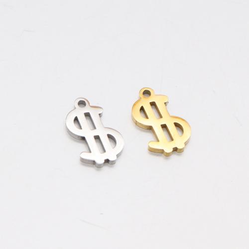 Stainless Steel Pendants, 304 Stainless Steel, Dollar Sign, hand polished, DIY, more colors for choice, 7x11.50mm, Sold By PC