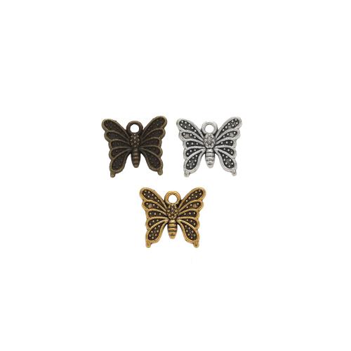 Tibetan Style Animal Pendants, Butterfly, plated, DIY, more colors for choice, nickel, lead & cadmium free, 14x15mm, Approx 200PCs/Bag, Sold By Bag