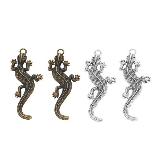 Tibetan Style Animal Pendants, Gecko, plated, DIY, more colors for choice, nickel, lead & cadmium free, 72x30mm, Approx 200PCs/Bag, Sold By Bag