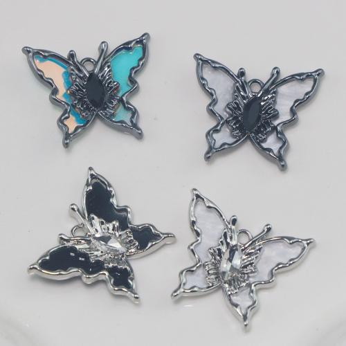 Tibetan Style Animal Pendants, Butterfly, plated, DIY & enamel, more colors for choice, nickel, lead & cadmium free, 27x25x5.50mm, Sold By PC