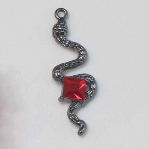 Zinc alliage strass Pendants, alliage de zinc, serpent, Plaqué de couleur d'argent, DIY & avec strass, protéger l'environnement, sans nickel, plomb et cadmium, 13x39x5.30mm, Vendu par PC