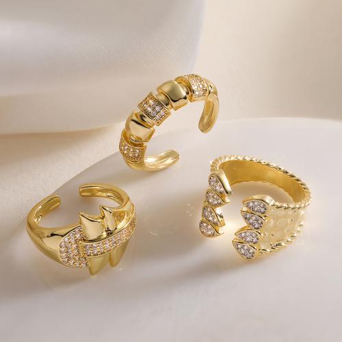 Cúbicos Circonia Micro Pave anillo de latón, metal, chapado en color dorado, diferentes estilos para la opción & micro arcilla de zirconia cúbica & para mujer, más colores para la opción, libre de níquel, plomo & cadmio, Vendido por UD