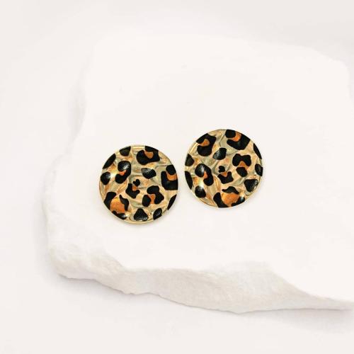 Iron Earring, Round, gold color plated, for woman, nickel, lead & cadmium free, Sold By Pair