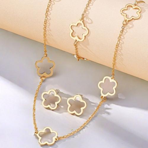 Jewelry Sets, Iron, Flower, gold color plated, for woman, nickel, lead & cadmium free, Sold By Set