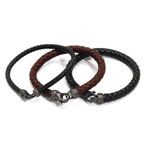 Bracelets cordon PU, cuir PU, avec Acier inoxydable 304, bijoux de mode & normes différentes pour le choix & pour homme, plus de couleurs à choisir, Vendu par PC