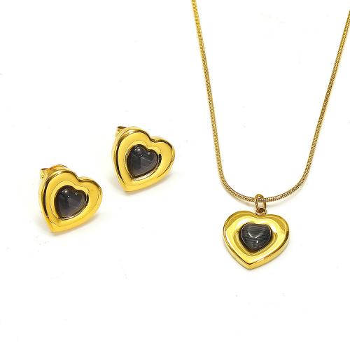 Jewelry Sets, Titanium Steel, gold color plated, fashion jewelry & different styles for choice & with rhinestone, golden, Sold By PC