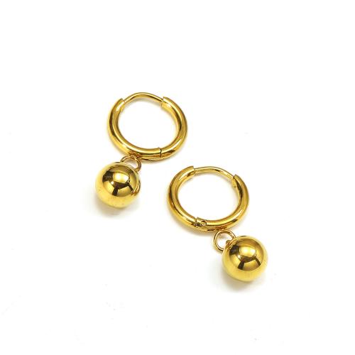 Titanium Steel  Earring, gold color plated, fashion jewelry, golden, Sold By Pair