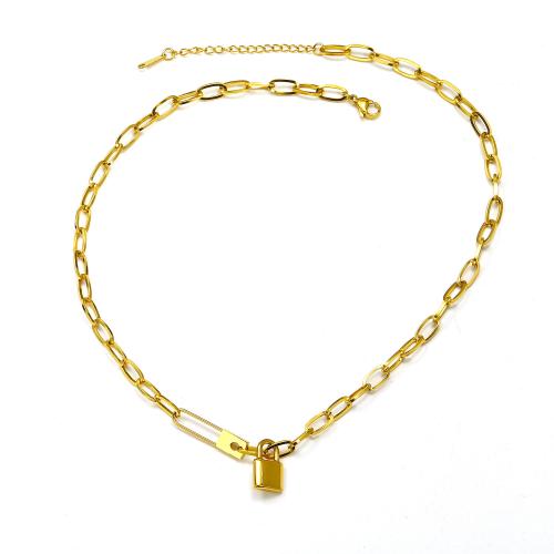 Titanium Steel Necklace, gold color plated, fashion jewelry, golden, Sold By PC