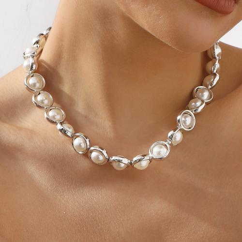 Tibetan Style Jewelry Necklace, with ABS Plastic Pearl, plated, fashion jewelry, more colors for choice, nickel, lead & cadmium free, Sold By PC