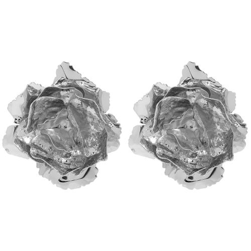 Pendientes de Perno de Aleación de Zinc, Flor, chapado, Joyería, más colores para la opción, libre de níquel, plomo & cadmio, 65x65mm, Vendido por Par