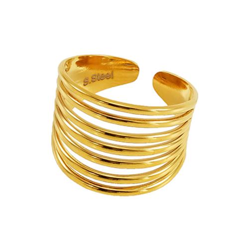 Stainless Steel Finger Ring, 304 Stainless Steel, 18K gold plated, different styles for choice & for woman & hollow, Sold By PC