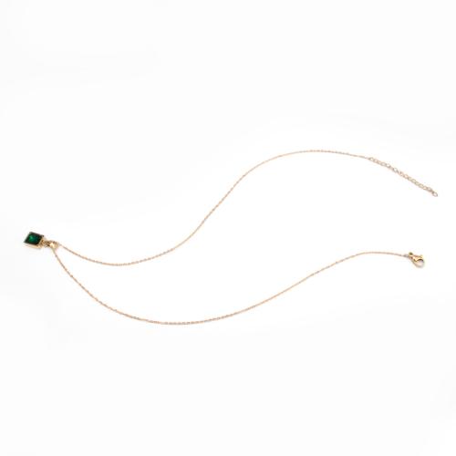 Collier de bijoux en acier inoxydable, Acier inoxydable 304, avec zircon cubique, bijoux de mode & pour femme, plus de couleurs à choisir, Longueur:500 mm, Vendu par PC