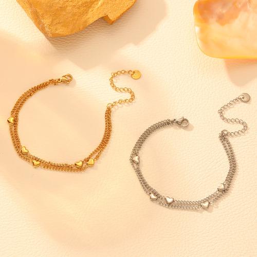 Stainless Steel Jewelry Bracelet, 304 Stainless Steel, with 5cm extender chain, plated, Double Layer & fashion jewelry & for woman, more colors for choice, Length:17 cm, Sold By PC