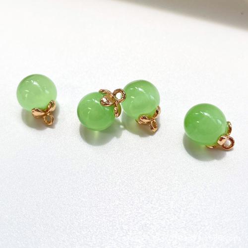 Lampwork Shank Button, with Brass, DIY, green, Sold By PC