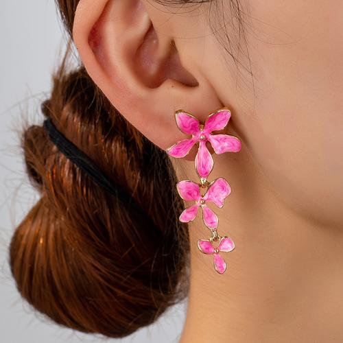 Tibetan Style Stud Earring, petals, plated, for woman & enamel, more colors for choice, Sold By Pair