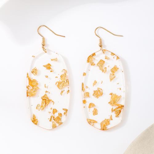 Tibetan Style Drop Earrings, with Acrylic, plated, for woman, gold, Sold By Pair