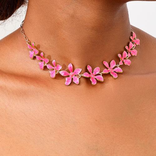 Tibetan Style Jewelry Necklace, petals, plated, for woman & enamel, more colors for choice, Sold By PC