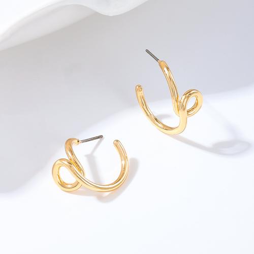 Tibetan Style Stud Earring, plated, for woman, gold, Sold By Pair