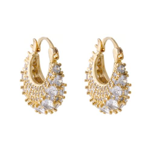 Tibetan Style Drop Earrings, plated, micro pave cubic zirconia & for woman, golden, 50x50mm, Sold By Pair