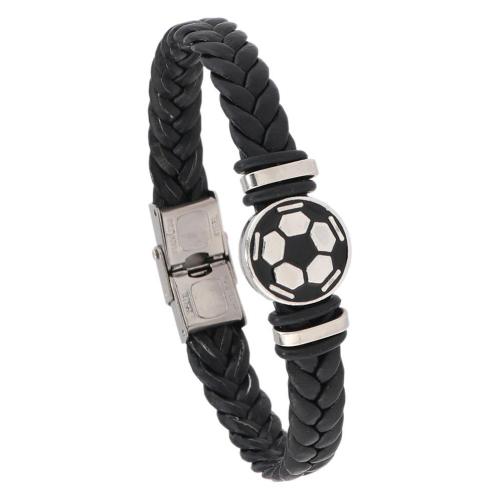 PU Leather Cord Bracelets, with 304 Stainless Steel & Tibetan Style, vintage & for man, more colors for choice, Sold By PC