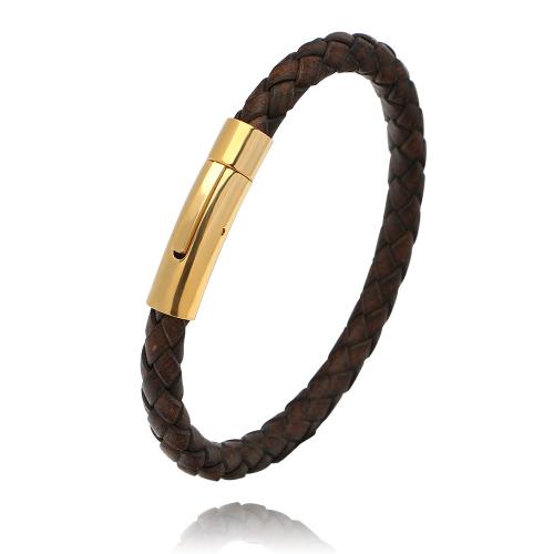 Leather Cord Bracelet, 304 Stainless Steel, with leather cord, handmade, vintage & Adjustable & Unisex, more colors for choice, Length:Approx 16 cm, Sold By PC