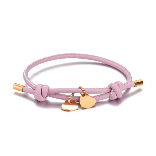 Stainless Steel Jewelry Bracelet, 304 Stainless Steel, with leather cord, plated, Adjustable & Unisex, more colors for choice, Length:Approx 16 cm, Sold By PC