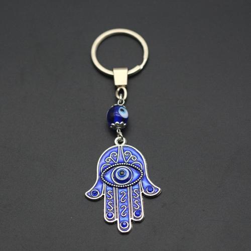 Tibetan Style Key Clasp, Lampwork, with Tibetan Style, portable & multifunctional & enamel, blue, Sold By PC