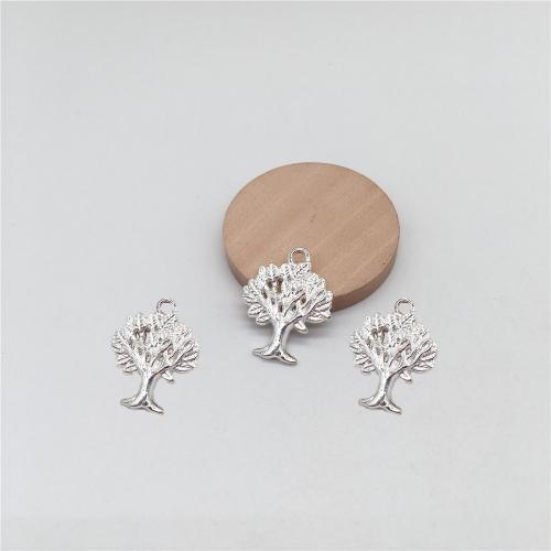 Tibetan Style Pendants, Tree, bright silver color plated, DIY, 21x17mm, 100PCs/Bag, Sold By Bag