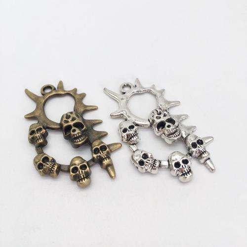 Tibetan Style Skull Pendants, plated, DIY, more colors for choice, 66x38mm, 100PCs/Bag, Sold By Bag