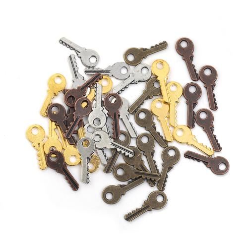 Tibetan Style Key Pendants, plated, DIY, more colors for choice, 7x19mm, 100PCs/Bag, Sold By Bag