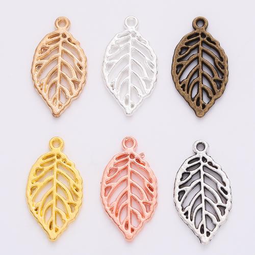 Tibetan Style Leaf Pendants, plated, DIY, more colors for choice, 27x12x2mm, 100PCs/Bag, Sold By Bag