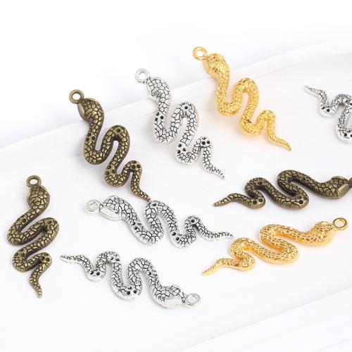 Tibetan Style Animal Pendants, Snake, plated, DIY, more colors for choice, 15x43x5mm, 100PCs/Bag, Sold By Bag