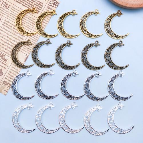 Zinc alliage Moon pendentifs, alliage de zinc, lune, Placage, DIY & double trou, plus de couleurs à choisir, 30x40mm, 100PC/sac, Vendu par sac