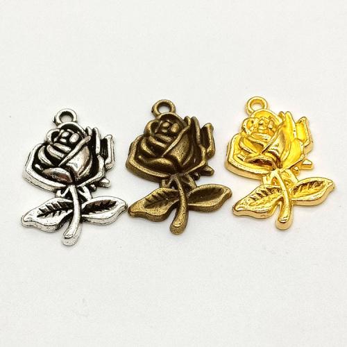 Tibetan Style Flower Pendants, Rose, plated, DIY, more colors for choice, 24x17mm, 100PCs/Bag, Sold By Bag