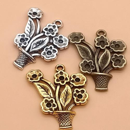 Tibetan Style Flower Pendants, plated, DIY, more colors for choice, 27x23mm, 100PCs/Bag, Sold By Bag