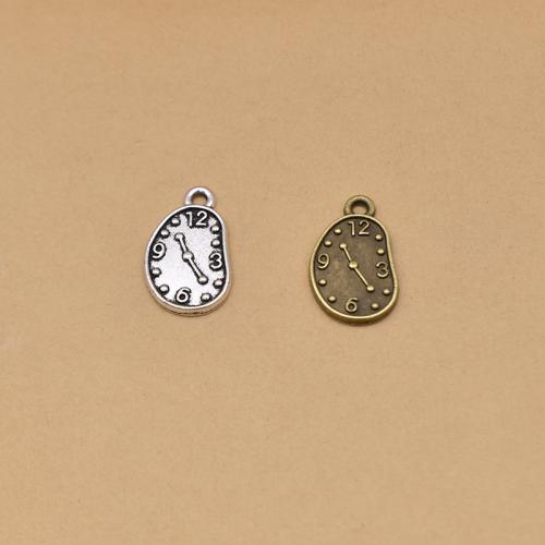 Tibetan Style Pendants, Clock, plated, DIY, more colors for choice, 22x13mm, 100PCs/Bag, Sold By Bag