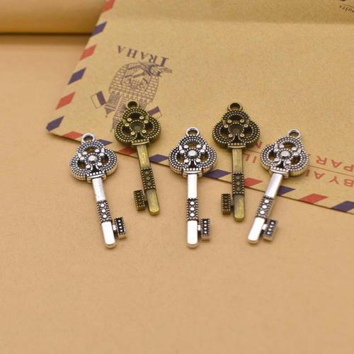 Tibetan Style Key Pendants, plated, DIY, more colors for choice, 41x14x4mm, 100PCs/Bag, Sold By Bag