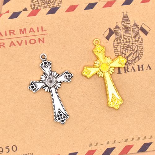 Tibetan Style Cross Pendants, plated, DIY, more colors for choice, 32x24x3mm, 100PCs/Bag, Sold By Bag