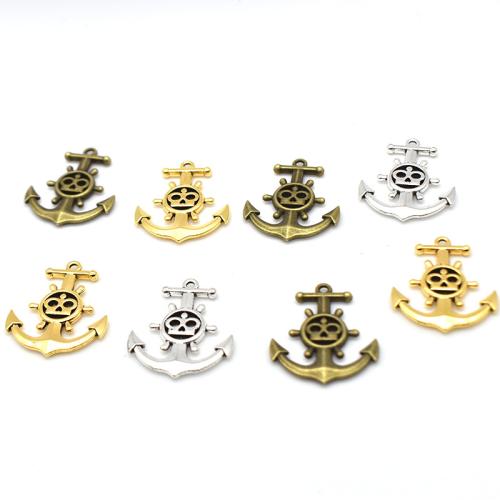 Tibetan Style Ship Wheel & Anchor Pendentif, alliage de zinc, ancre, Placage, DIY, plus de couleurs à choisir, 31x26mm, 100PC/sac, Vendu par sac