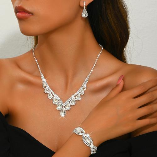 laiton parure de bijoux, avec cristal, Placage, styles différents pour le choix & pour femme & avec strass, Vendu par fixé