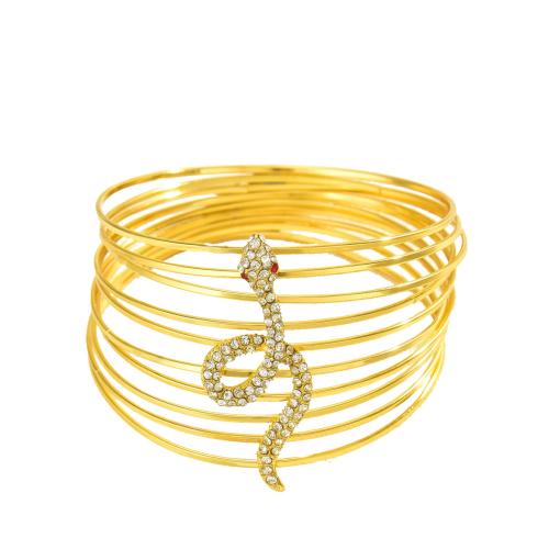 Tibetan Style Bangle, fashion jewelry & multilayer & for woman & with rhinestone, golden, Inner Diameter:Approx 70mm, Sold By PC