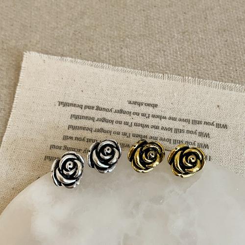 Tibetan Style Stud Earring, Rose, fashion jewelry & for woman, more colors for choice, 8mm, Sold By Pair