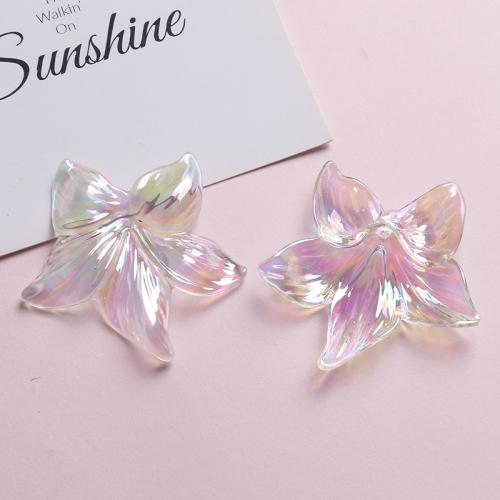 Hair Accessories DIY Findings, Acrylic, Flower, colorful plated, 52x56mm, Sold By PC